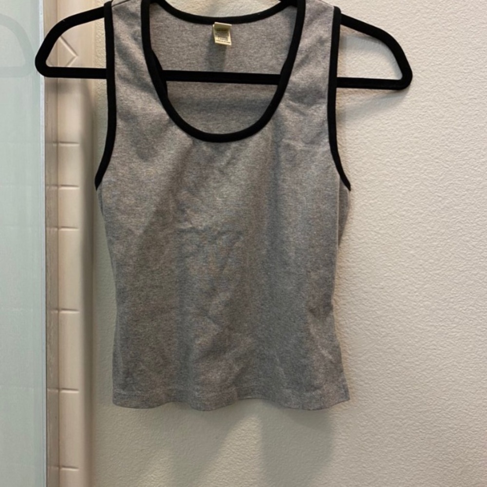 Gray with black trim racer back tank top